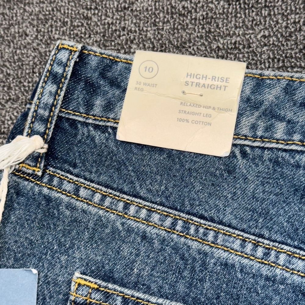 Universal Thread Womens High-Rise Straight Jeans Blue 10/30R Raw Hem 100% Cotton - Picture 3 of 10